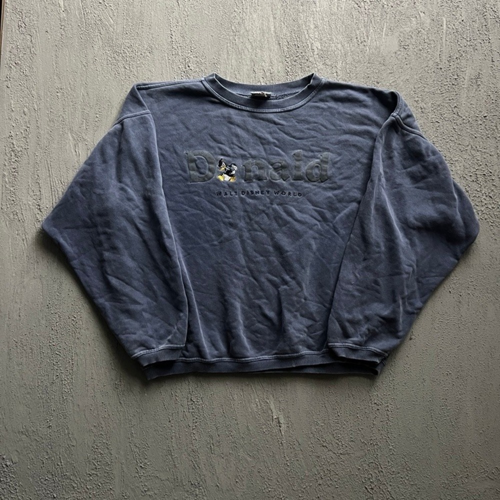 Vintage Donald Duck‎ Sweatshirt XL Blue 1990s  Walt Disney World  Embroidered
